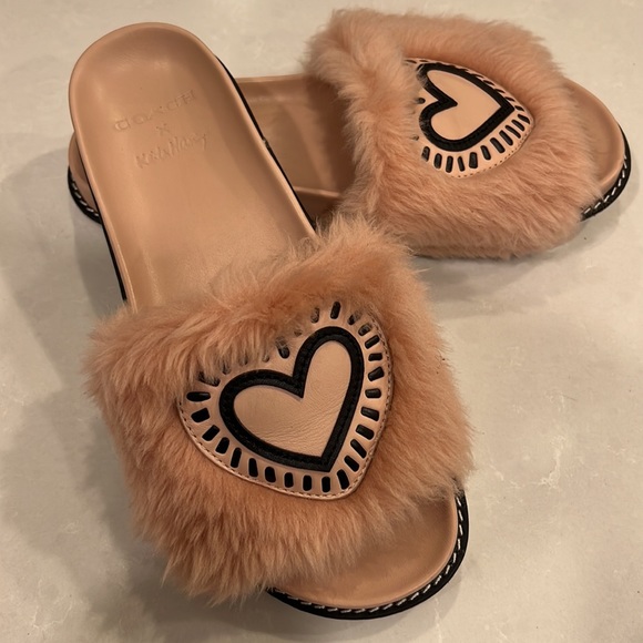 Coach Shoes - Coach Keith Haring Shearling & Leather Slide